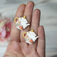 Teekanne Ohrringe, handgefertigt, Herbst Ohrringe, Polymer Clay Ohrringe, 18K vergoldet Creolen