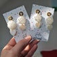 White Earrings, Polymer Clay Earrings with Shell Pendant, Heart Earrings, Wedding, Bridal - Studio Niani